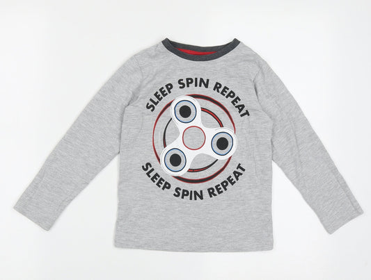 NEXT Boys Grey Cotton Pyjama Top Size 5 Years Pullover - sleep spin repeat