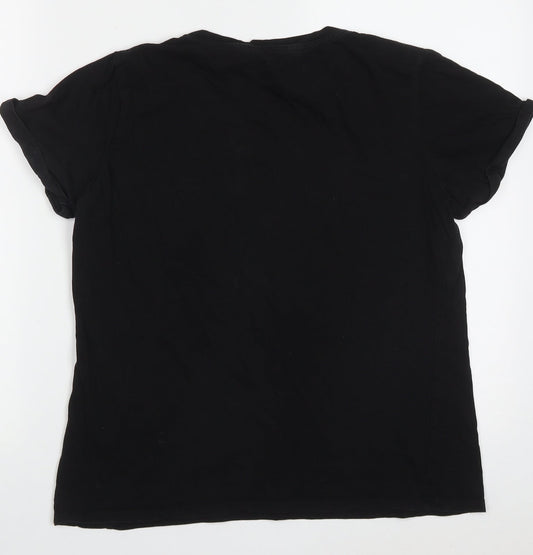 Primark Womens Black Cotton Basic T-Shirt Size M Crew Neck - bad vibes dont go with my outfit