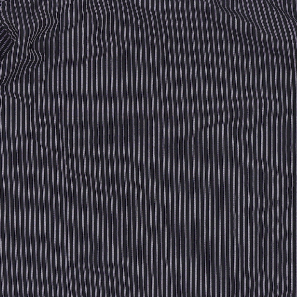 REMUS Mens Purple Striped Polyester Button-Up Size M Collared Button