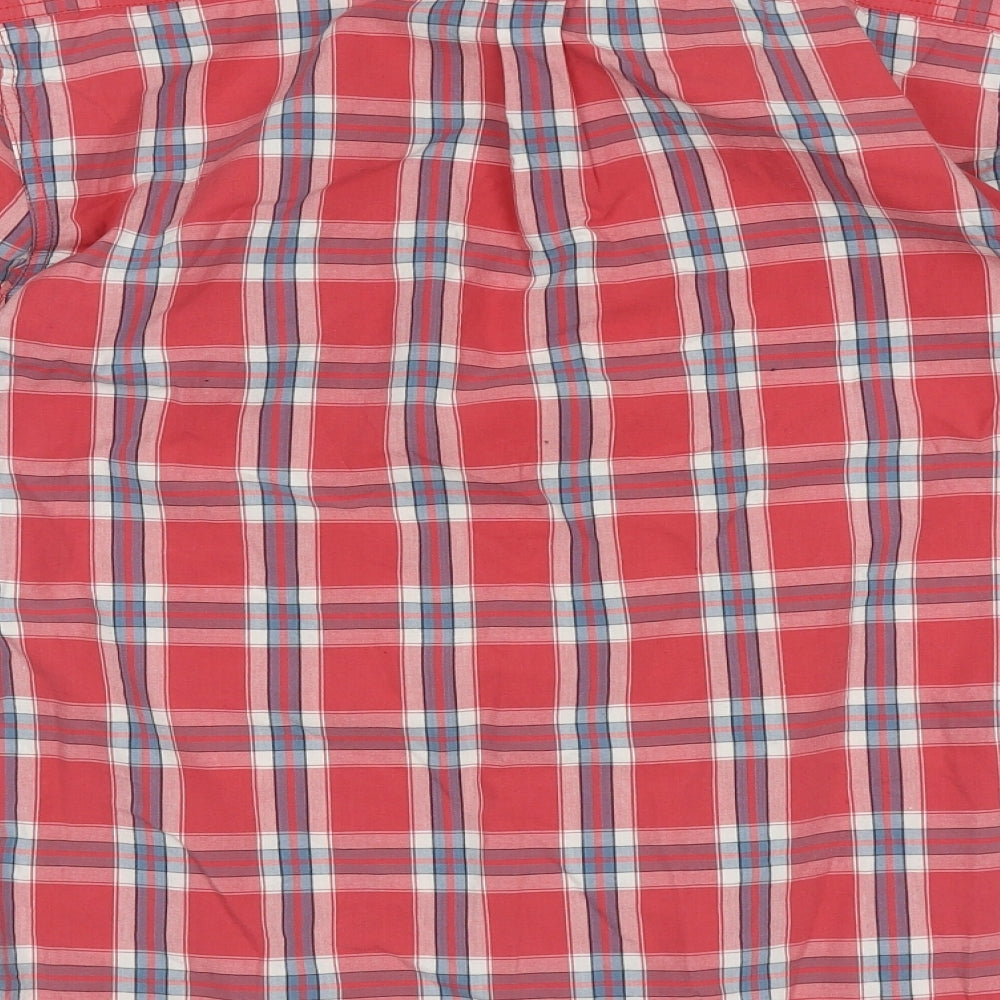 Cedar Wood State Mens Red Check Cotton Button-Up Size M Collared Button
