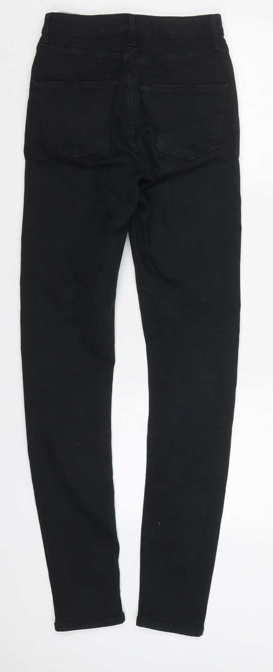Topshop Womens Black Cotton Skinny Jeans Size 26 in L29 in Regular Button