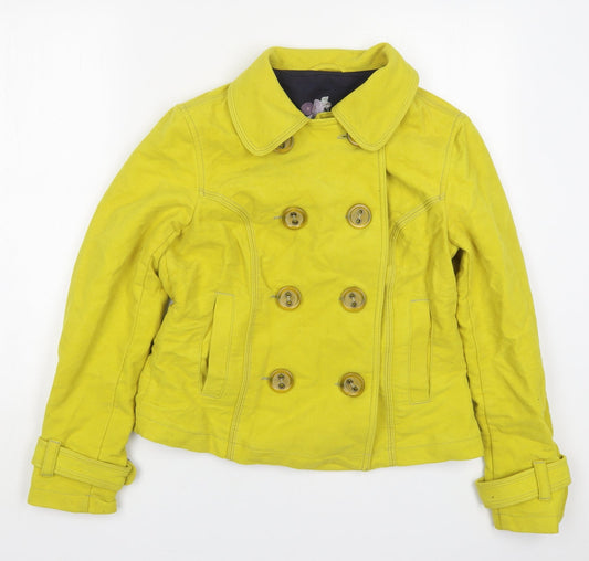 Womens UK Size 12 NEXT Yellow Pea Coat