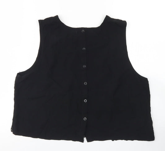 Womens UK Size L Brave Soul Black Cropped Blouse