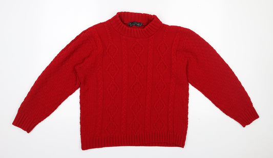 Womens UK Size M PINK Red Pullover Jumper