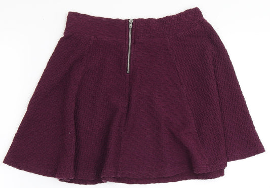 H&M Womens Purple Cotton A-Line Skirt Size S Zip