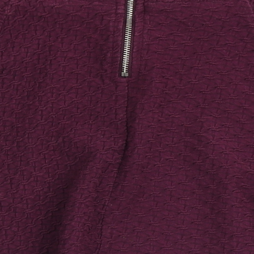 H&M Womens Purple Cotton A-Line Skirt Size S Zip