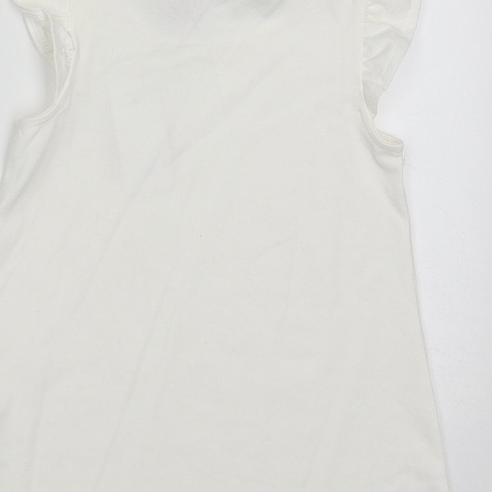 Tahari Girls White Cotton Basic T-Shirt Size 2-3 Years Crew Neck Pullover
