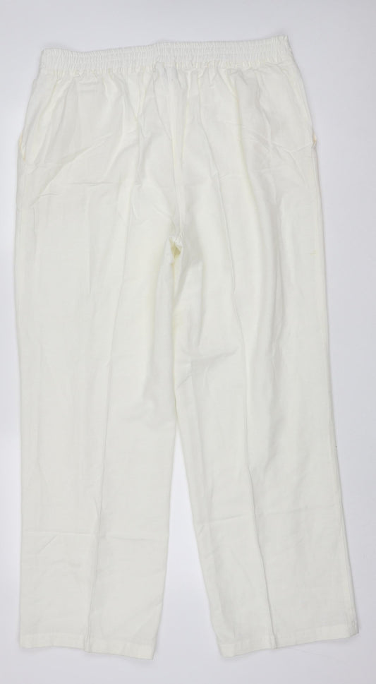 Back view of Being Casual women’s white cotton trousers, size UK 18, 30-inch leg regular