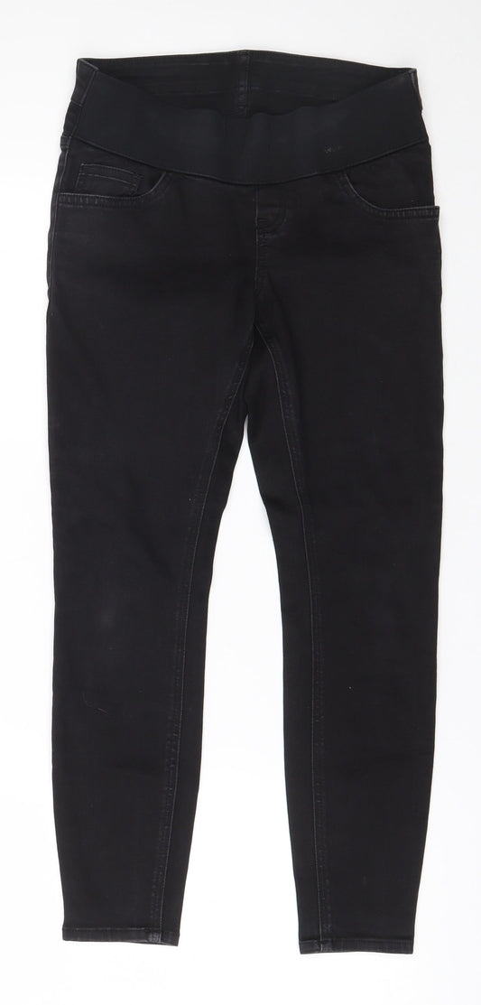 Additional front view of ASOS women’s black cotton skinny jeans, size UK 8, 24-inch leg regular