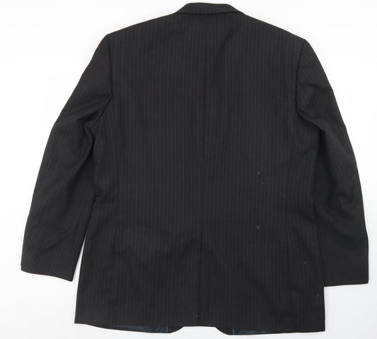 F&F Mens Black Striped Polyester Jacket Blazer Size 44