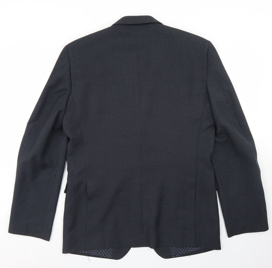 TU Mens Blue Polyester Jacket Blazer Size 40