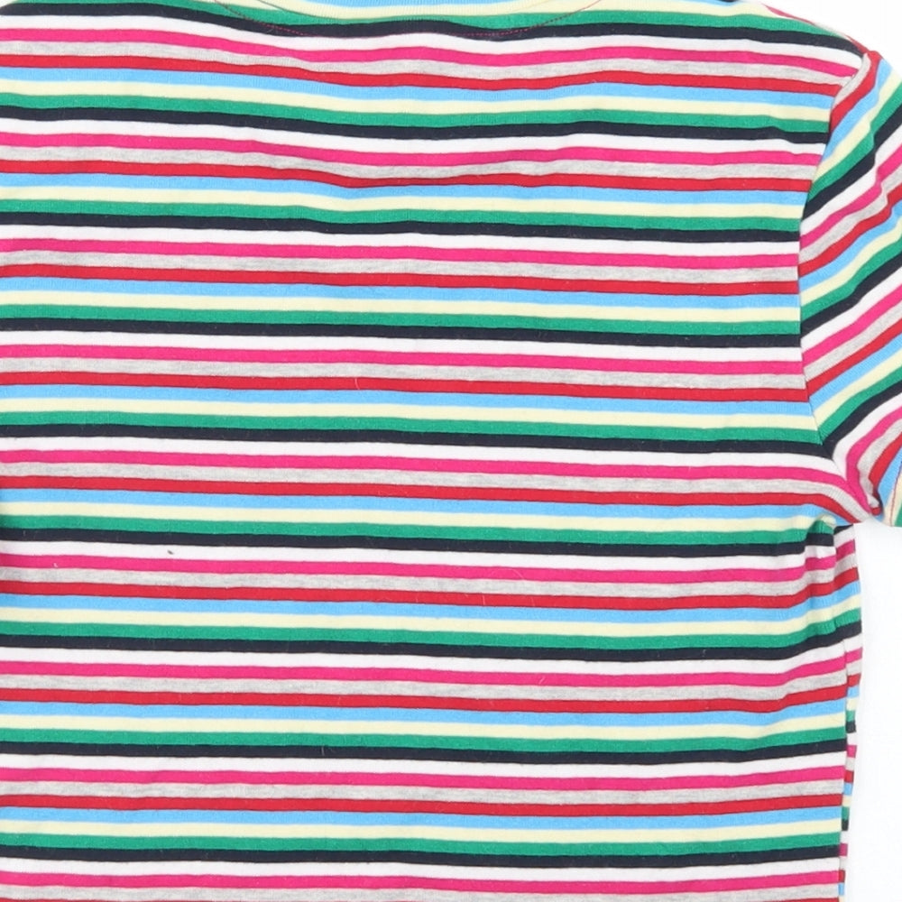 SheIn Womens Multicoloured Striped Cotton Cropped T-Shirt Size S Crew Neck