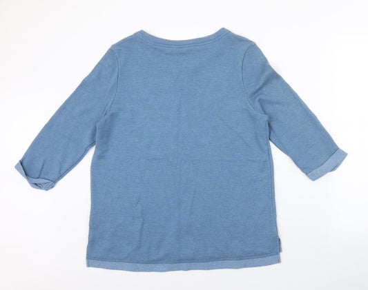 BHS Womens Blue Round Neck Cotton Pullover Jumper Size 14