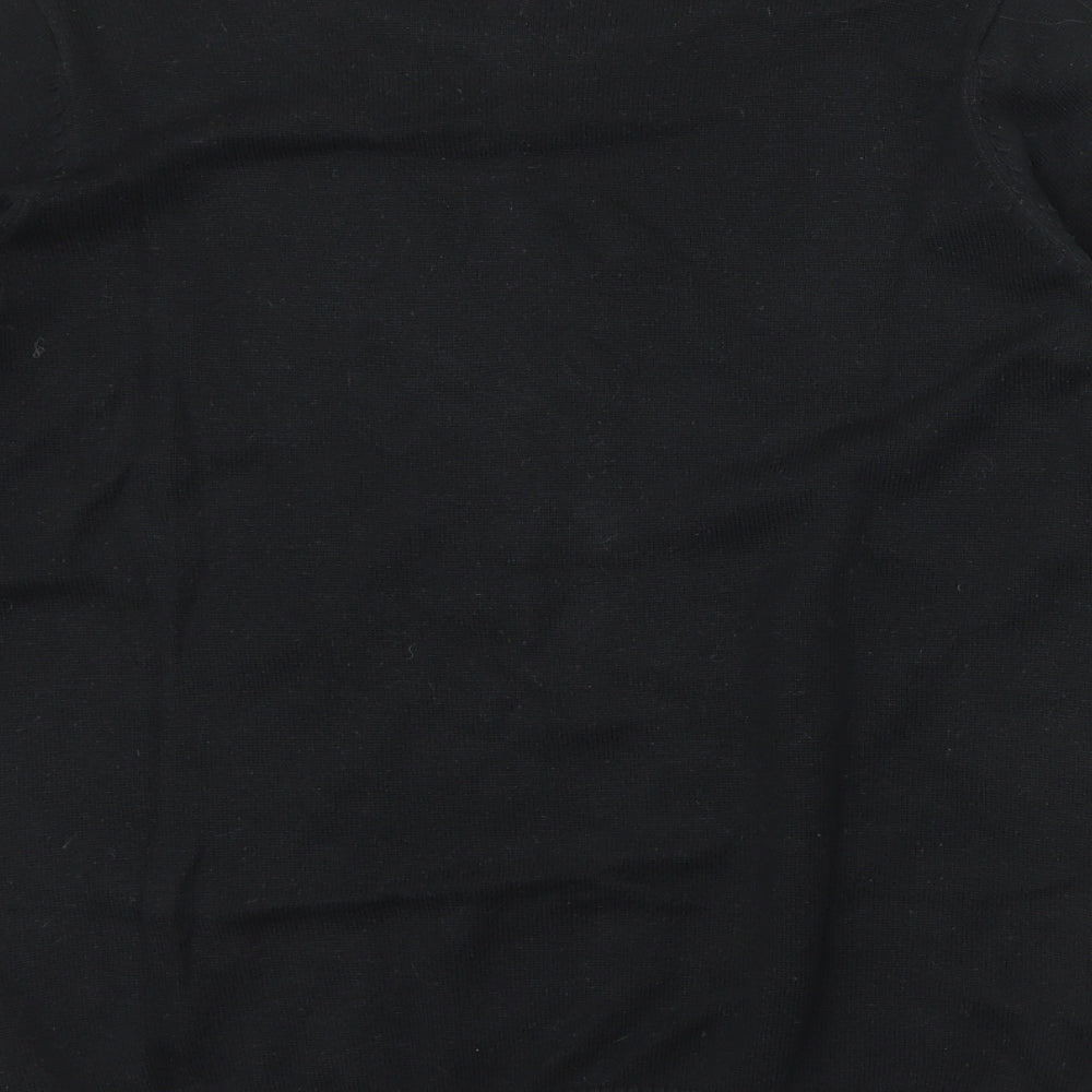 BHS Womens Black Round Neck Paisley Acrylic Pullover Jumper Size 14