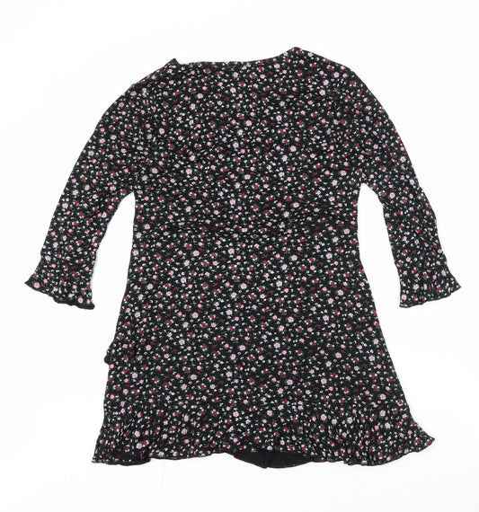 I SAW IT FIRST Womens Multicoloured Floral Viscose A-Line Size 12 V-Neck Pullover