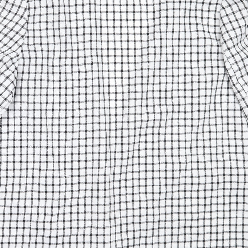 Brand and care label for Primark women’s white check jacket, size UK 16