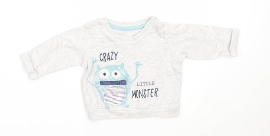 Matalan Boys Grey Cotton Pullover Jumper Size 0-3 Months
