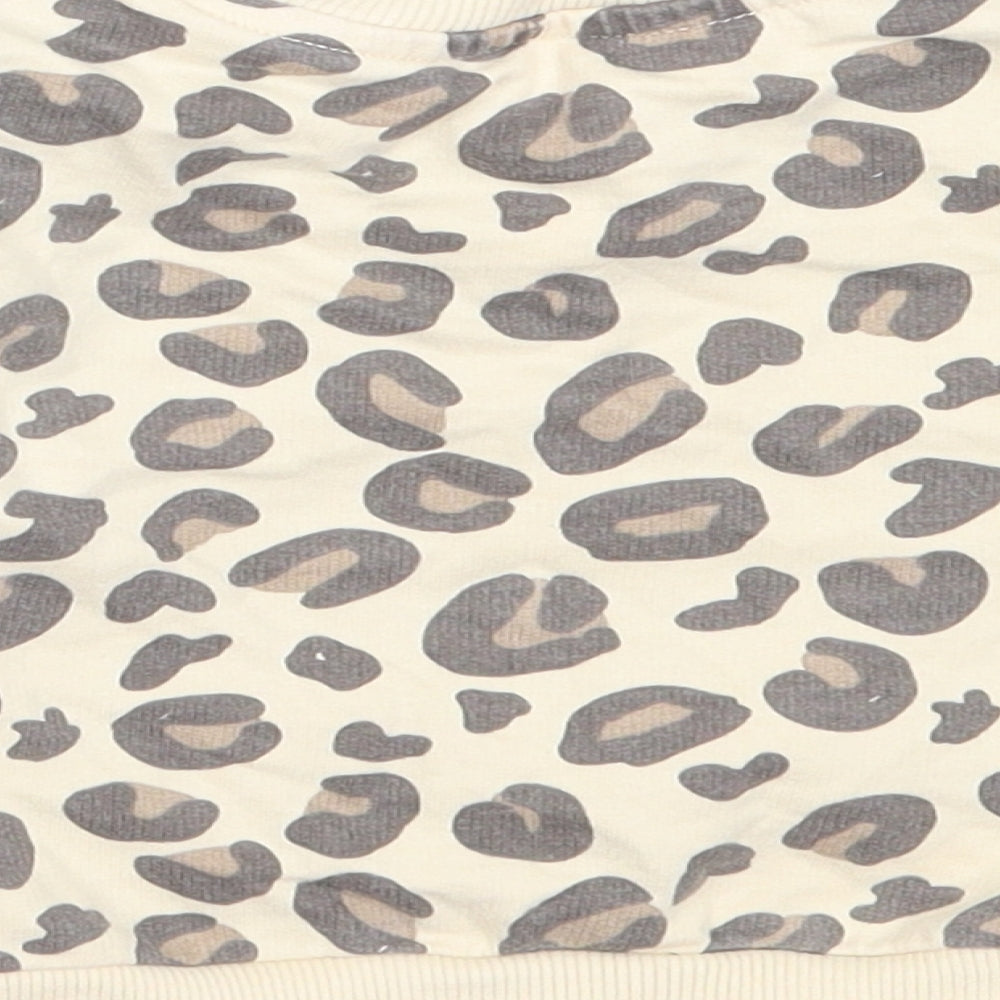 Studio Girls Beige Animal Print Cotton Pullover Jumper Size 3-6 Months