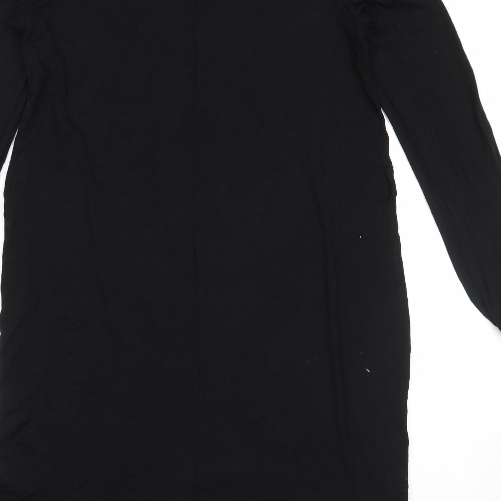 Brand and care label for Matalan women’s black viscose trapeze & swing, size S, round neck