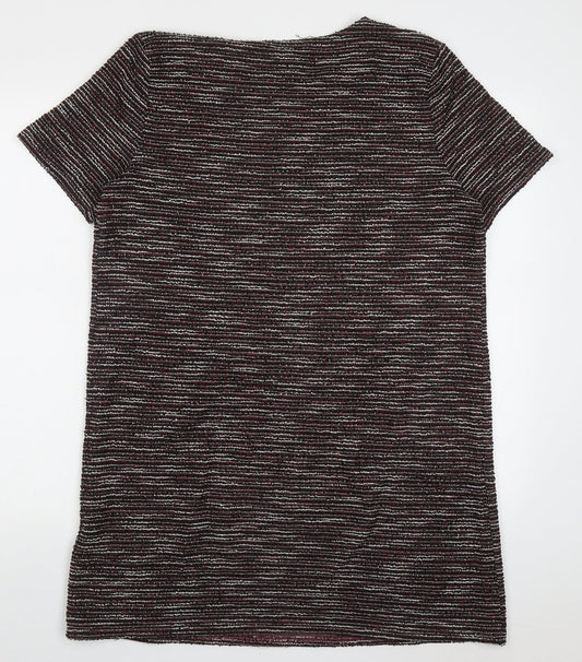 New Look Womens Red Striped Polyester T-Shirt Dress Size 16 Crew Neck Pullover