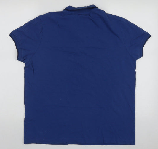 Lc walkiki Mens Blue Cotton Polo Size XL Collared Button