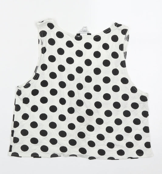 Womens UK Size M New Look White Cropped Tank