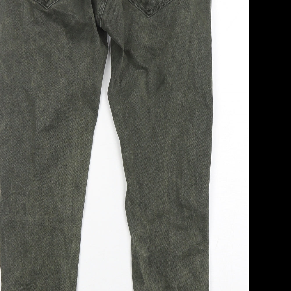 Zara Womens Green Cotton Skinny Jeans Size 32 in L28 in Regular