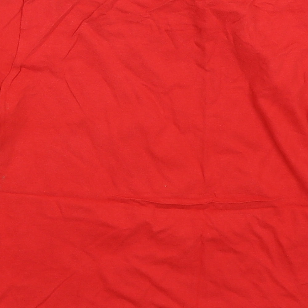 Gildan Girls Red Animal Print Cotton Basic T-Shirt Size 7-8 Years Round Neck - Snowdon