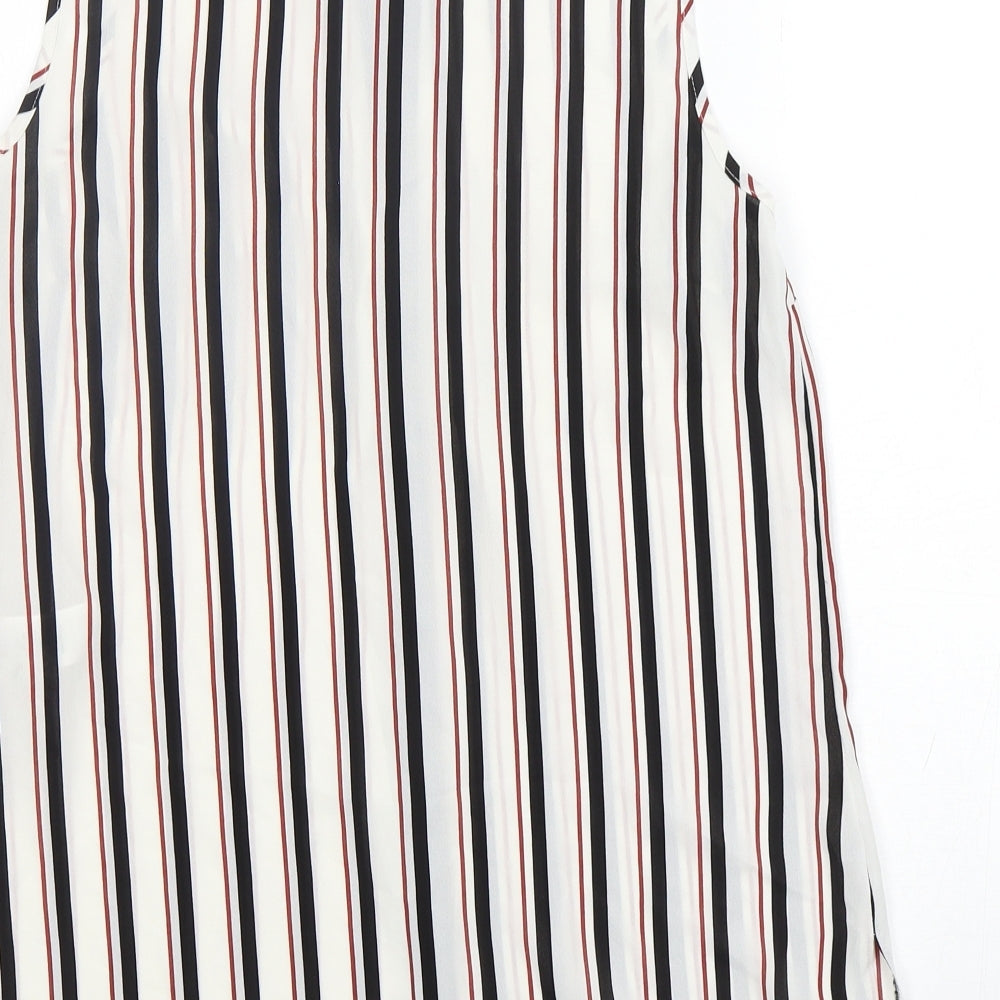 Primark Womens Multicoloured Striped Polyester Basic Button-Up Size 8 V-Neck