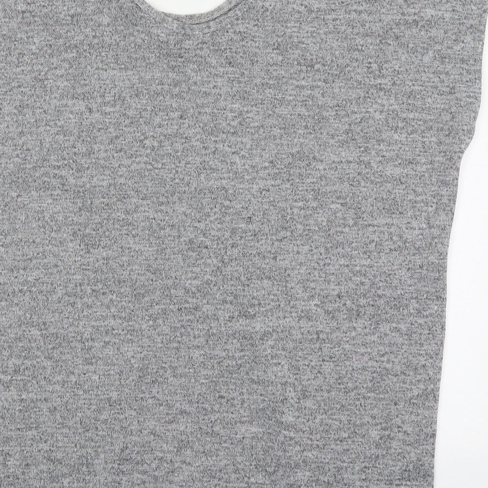 Boohoo Womens Grey Polyester Basic T-Shirt Size 8 Round Neck