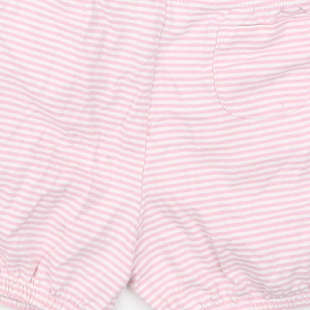 John Lewis Girls Pink Striped Cotton Cropped Trousers Size 3-6 Months - Sweat Shorts
