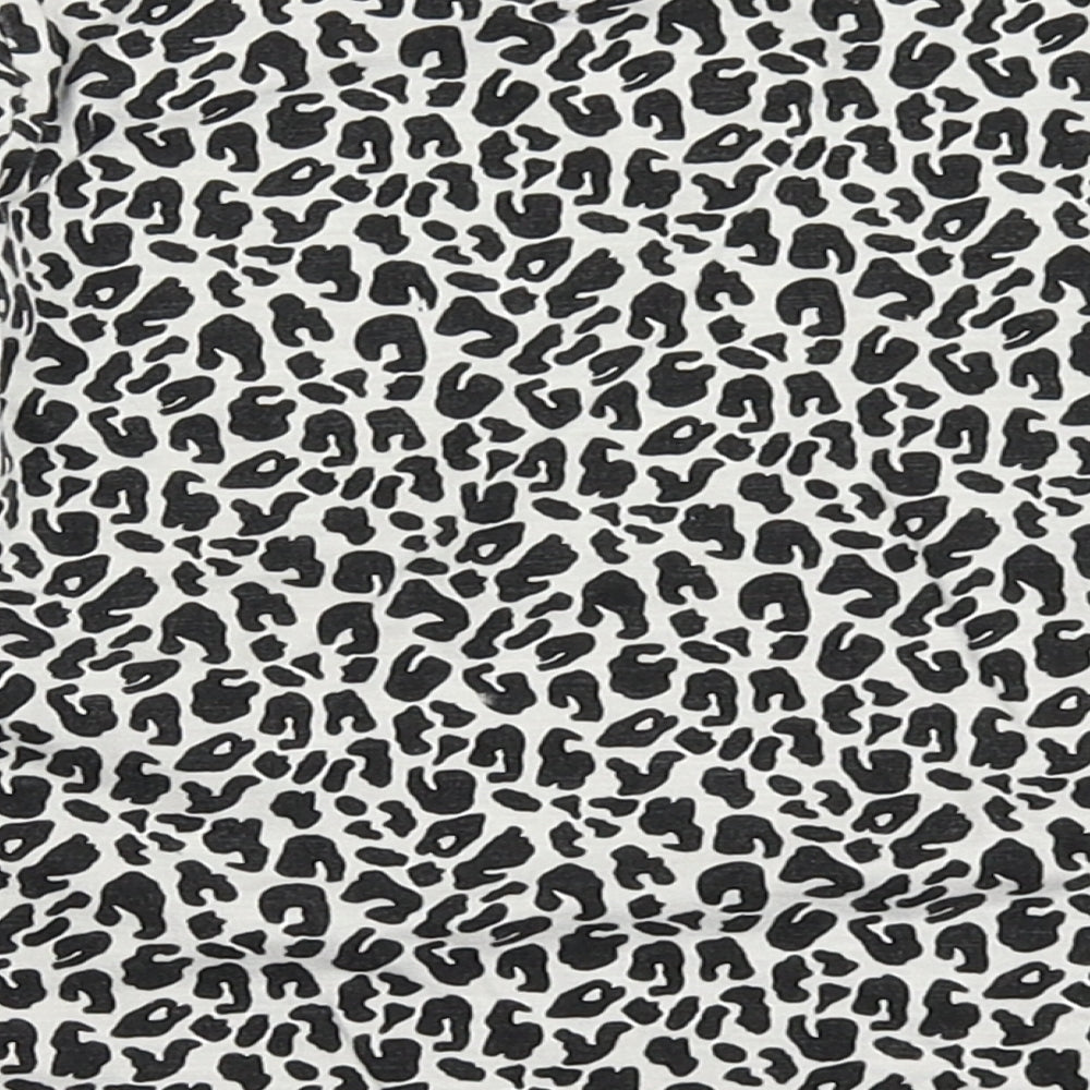 Matalan Girls Ivory Animal Print 100% Cotton Basic T-Shirt Size 4 Years Round Neck