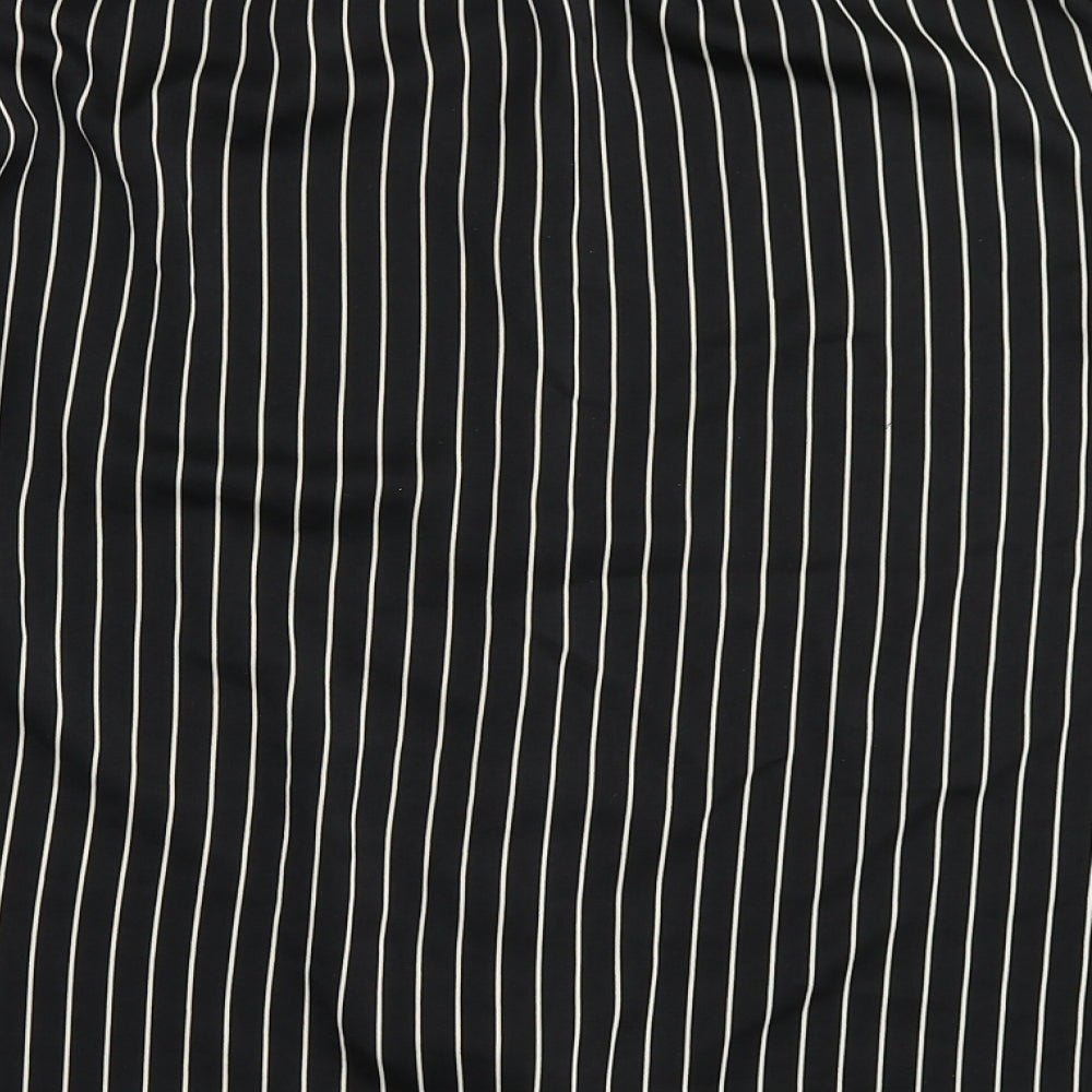Brand and care label for Et Vous women’s black striped polyester basic blouse, size UK 14, round neck