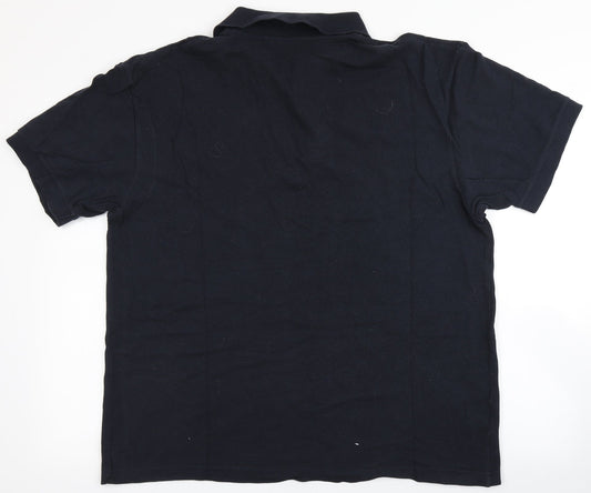 Easy Mens Blue 100% Cotton Polo Size L Round Neck Button