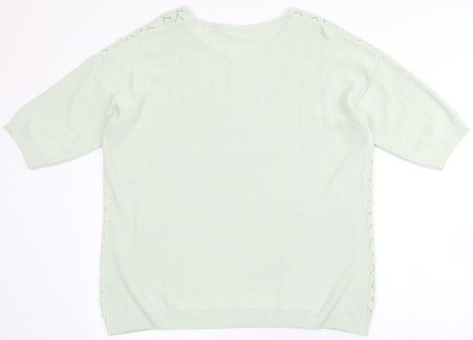 Damart Womens Green Round Neck Acrylic Pullover Jumper Size L
