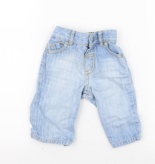 NEXT Boys Blue 100% Cotton Cargo Jeans Size 3-6 Months Button