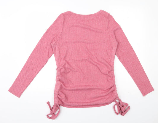 George Womens Pink Viscose Basic T-Shirt Size M Round Neck