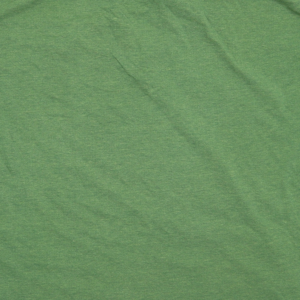 Brand and care label for Orno Clothing men’s green cotton polo, size L, collared