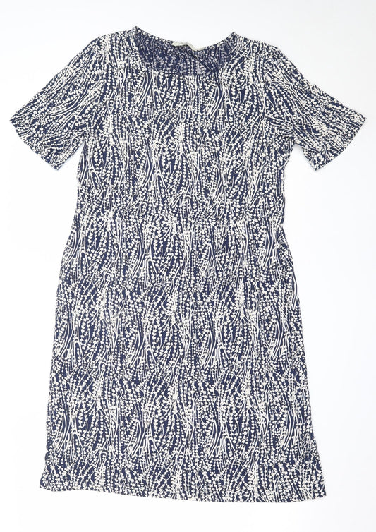 Additional front view of Adini women’s blue viscose fit & flare, size M, round neck