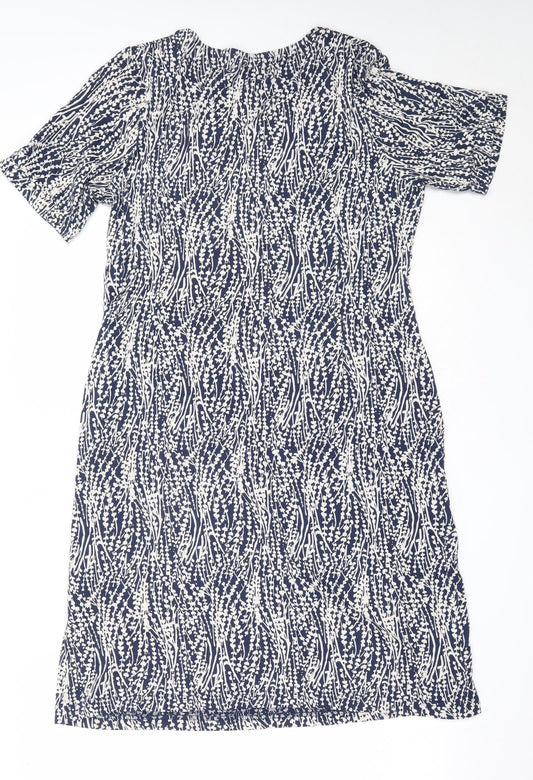 Adini Womens Blue Viscose Fit & Flare Size M Round Neck