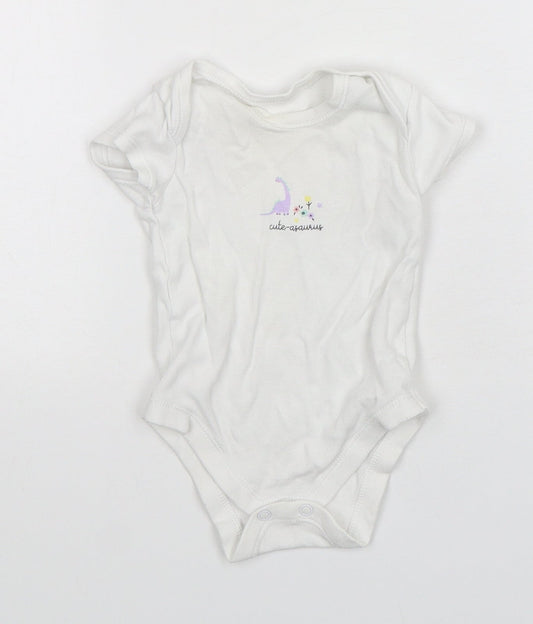 Matalan Girls White Cotton Leotard One-Piece Size 3-6 Months Snap