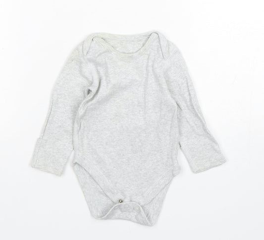 Marks and Spencer Baby Grey Cotton Leotard One-Piece Size 3-6 Months Snap