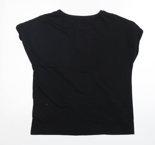 Primark Womens Black Polyester Basic T-Shirt Size 12 Round Neck