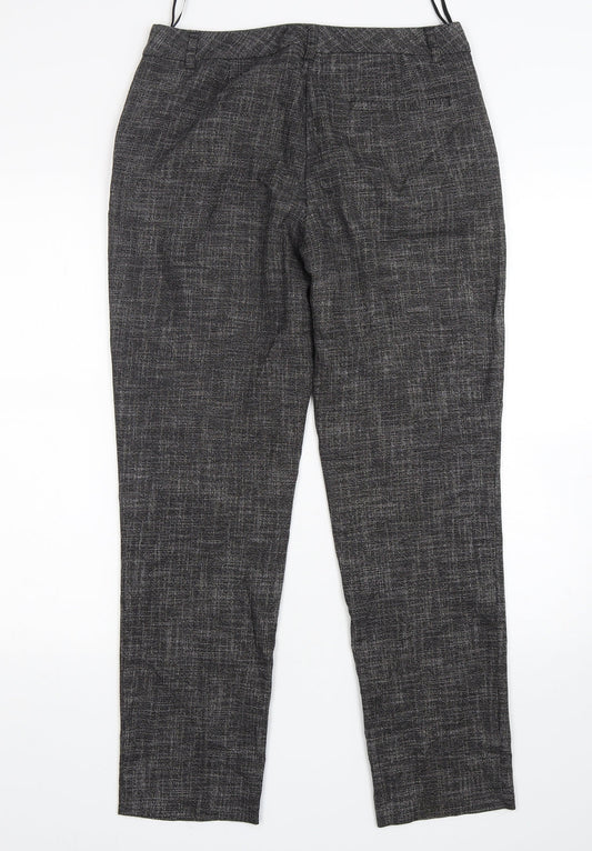 Back view of Monsoon women’s grey polyester trousers, size UK 10, 30-inch leg regular zip