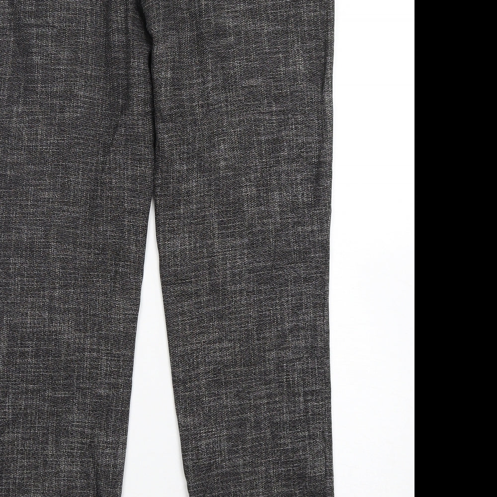 Brand and care label for Monsoon women’s grey polyester trousers, size UK 10, 30-inch leg regular zip
