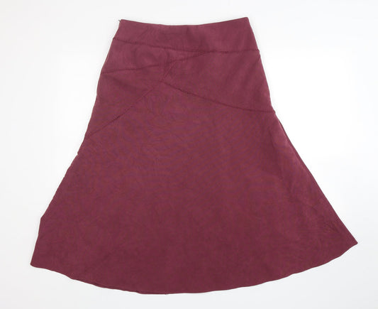 Back view of BHS women’s purple polyester a-line skirt, size UK 12, zip