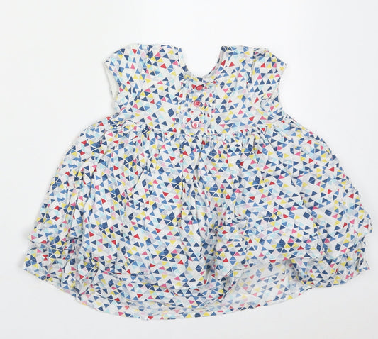 BHS Girls Multicoloured Geometric Viscose A-Line Size 9-12 Months Crew Neck Button