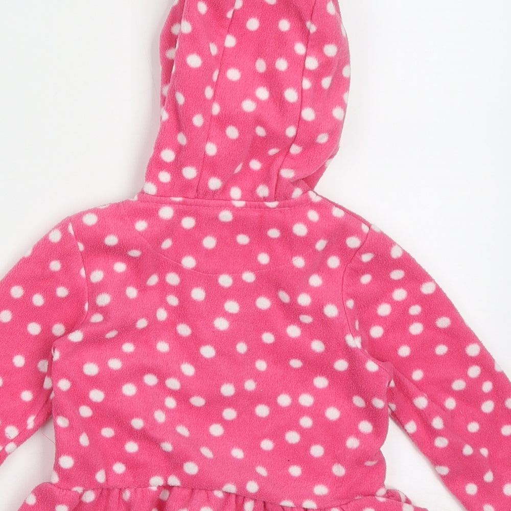 Dunnes Stores Girls Pink Polka Dot Polyester Full Zip Jumper Size 6-9 Months Zip