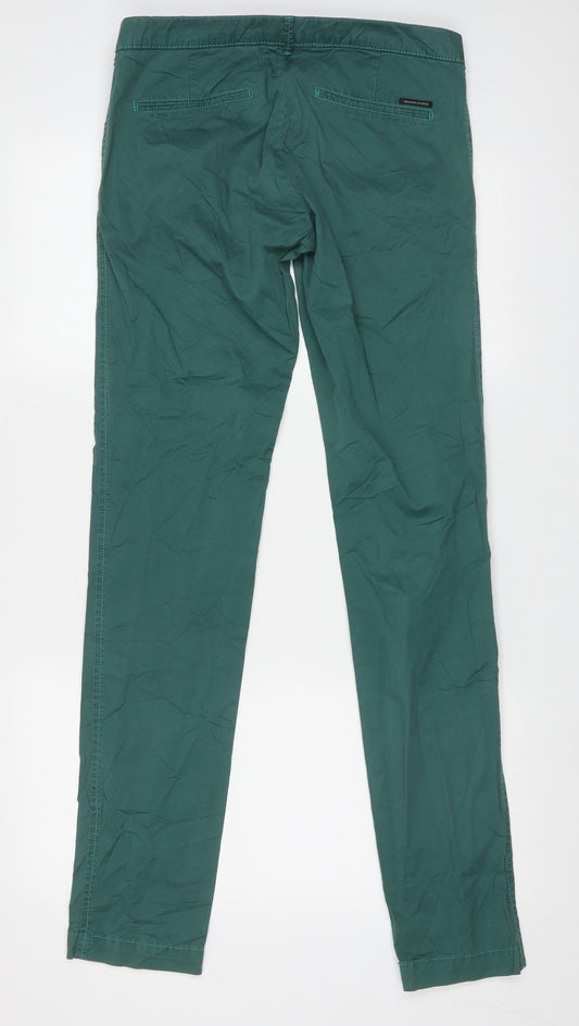Maison Scotch Mens Green Cotton Trousers Size 27 L34 in Slim Button