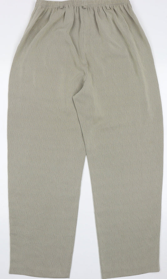 Womens UK Size 16 Preworn Regular Fit Green Trousers